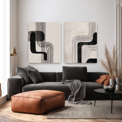 Abstract Rolled Canvas Wall Art Set of 2 – Parallel Motion