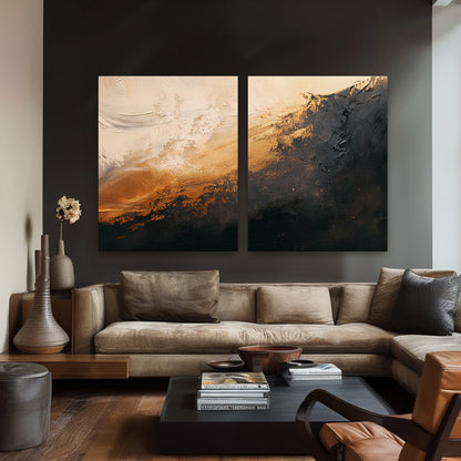 Abstract Rolled Canvas Wall Art Set of 2 – Molten Drift
