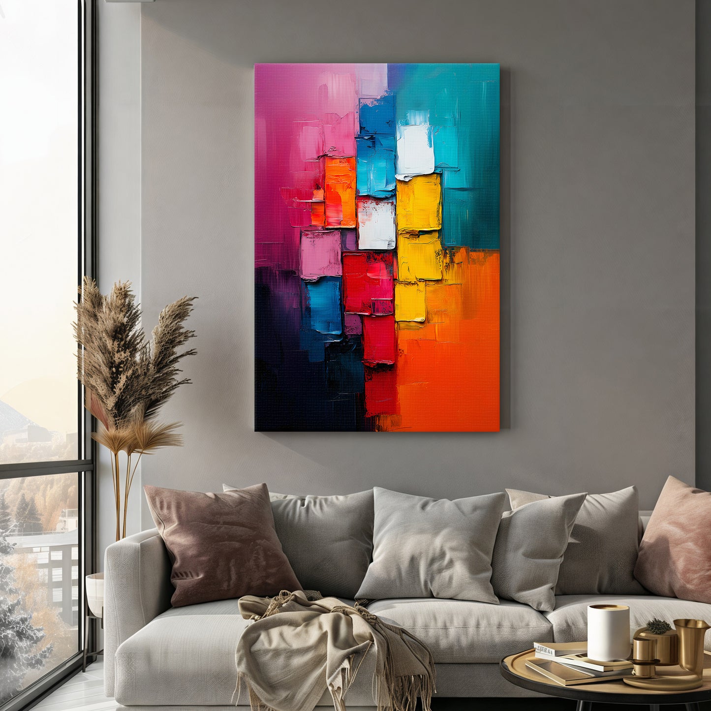 Stretched Canvas Abstract Wall Art – "Chromatic Pulse"