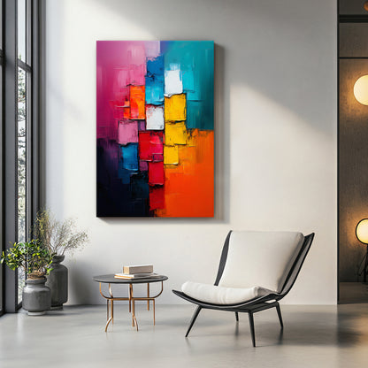 Stretched Canvas Abstract Wall Art – "Chromatic Pulse"