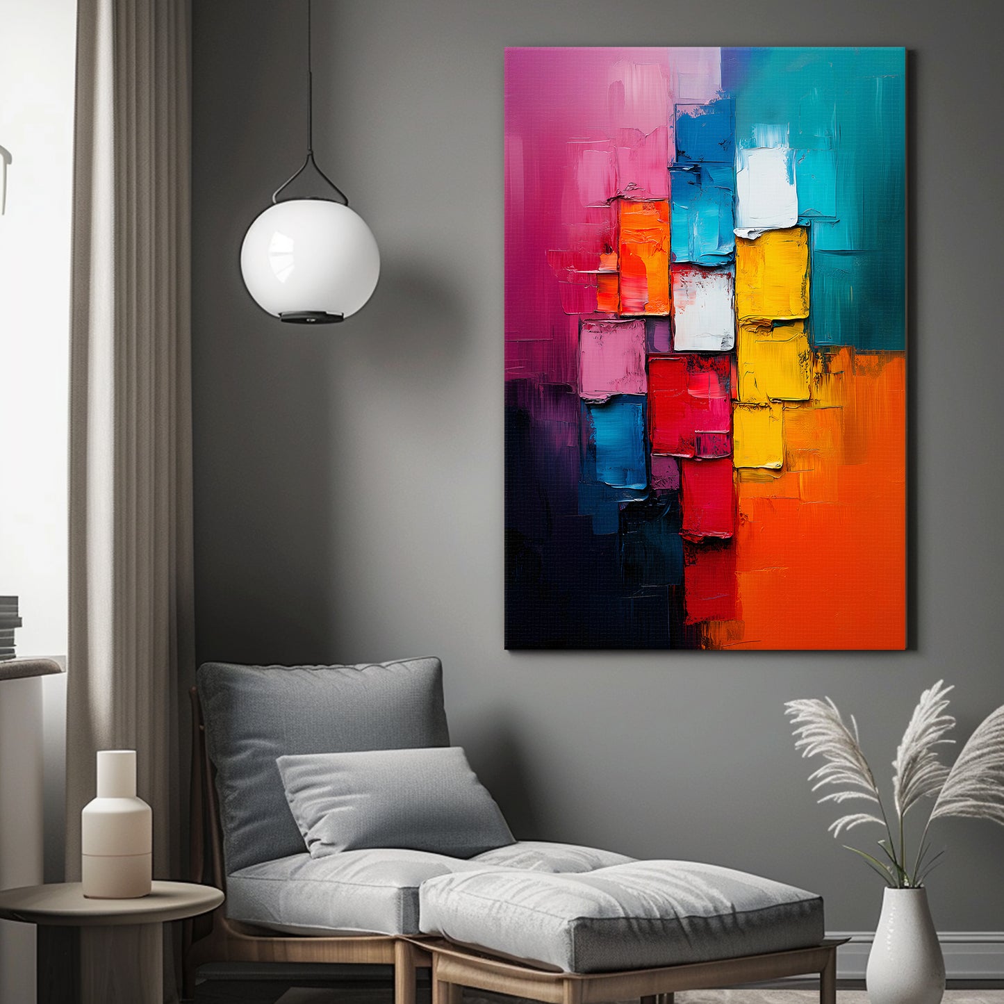 Stretched Canvas Abstract Wall Art – "Chromatic Pulse"