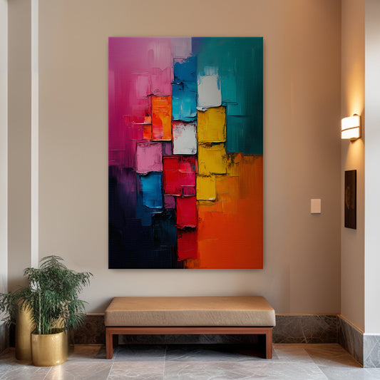 Stretched Canvas Abstract Wall Art – "Chromatic Pulse"