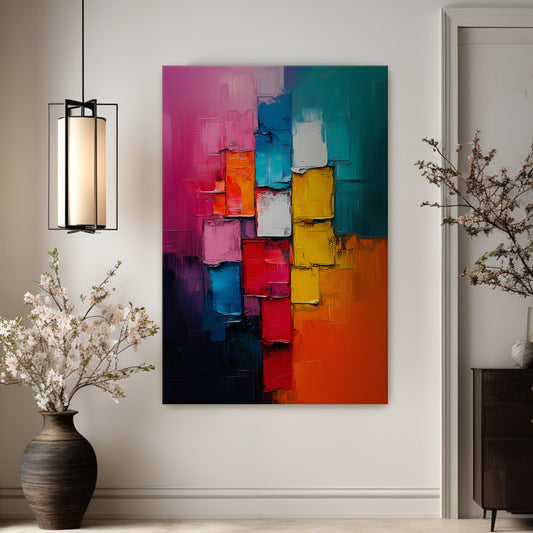 Rolled Canvas Abstract Wall Art – "Chromatic Pulse"