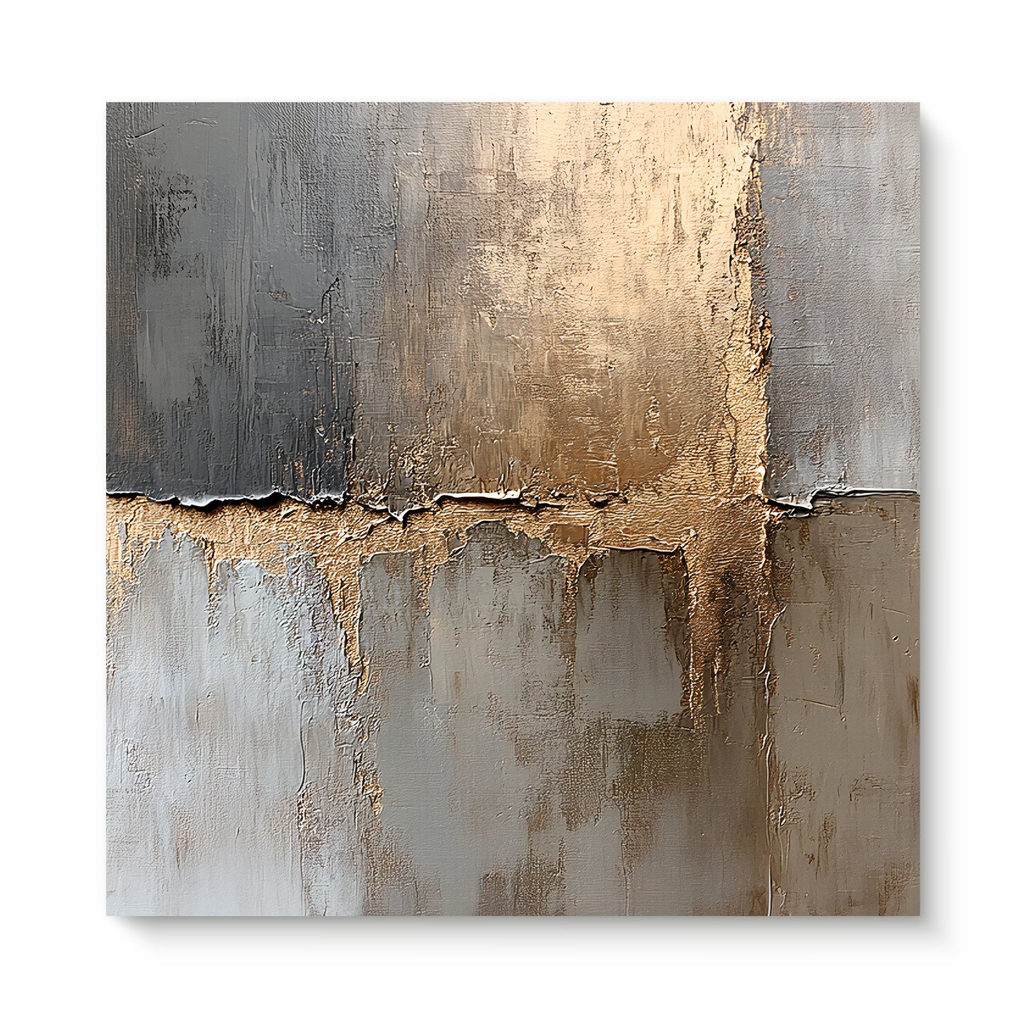 Rolled Canvas Abstract Wall Art – “Gilded Faultline”