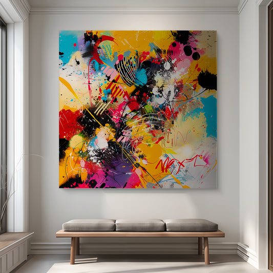 Stretched Canvas Abstract Wall Art – “Color Riot”
