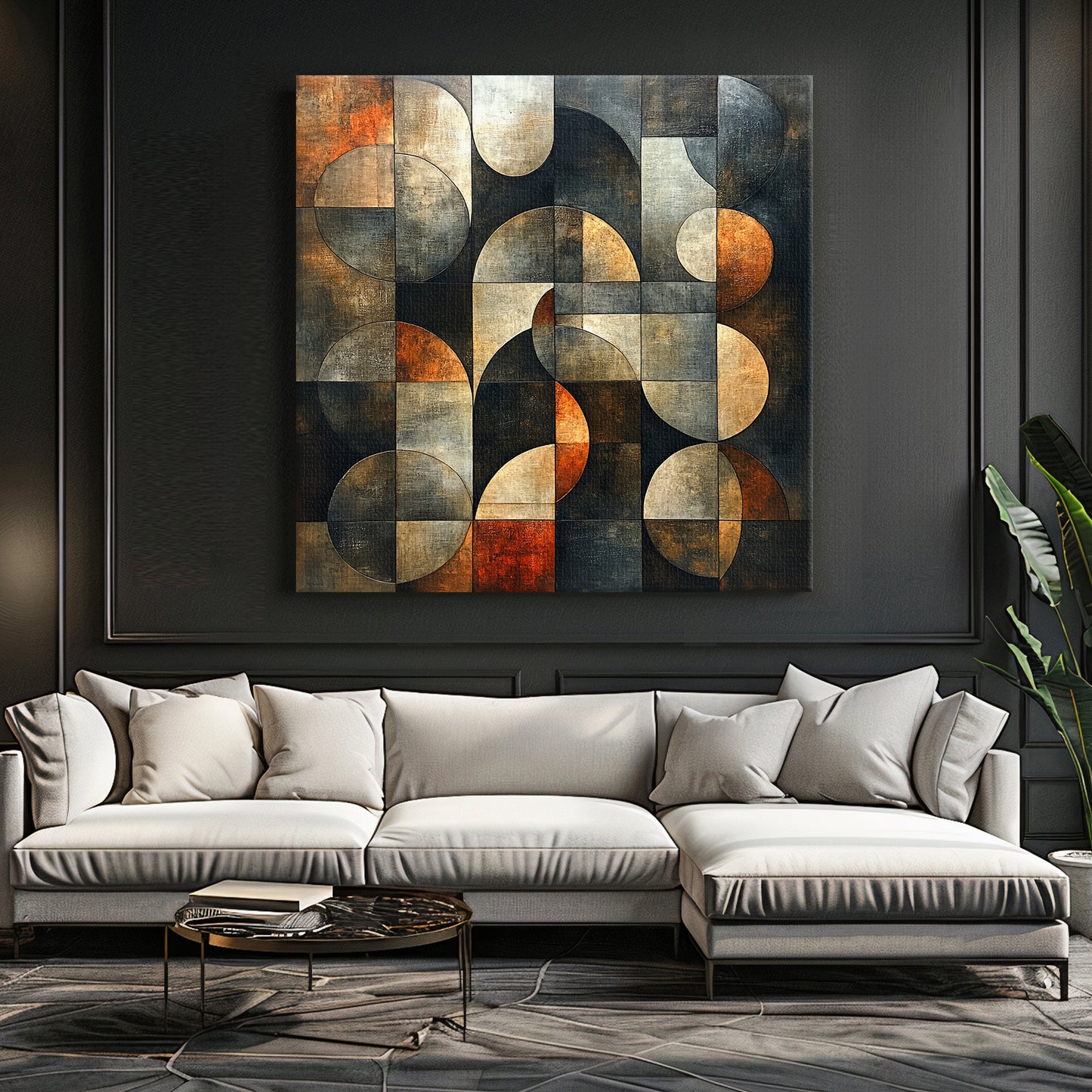 Stretched Canvas Abstract Wall Art – “Echo Grid”