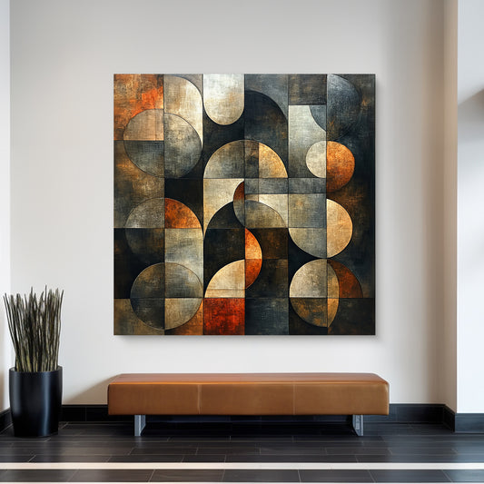 Stretched Canvas Abstract Wall Art – “Echo Grid”