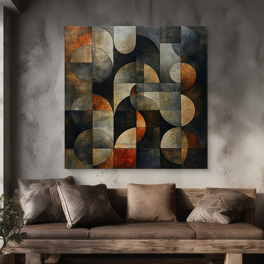Rolled Canvas Abstract Wall Art – “Echo Grid”