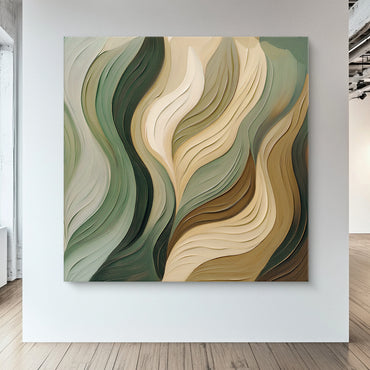 Rolled Canvas Abstract Wall Art – "Verdant Flow"