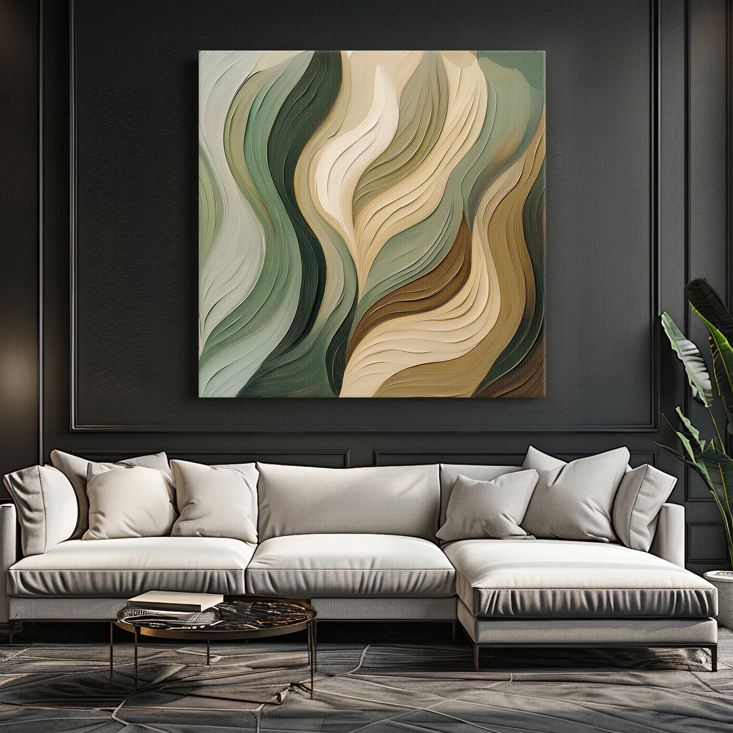 Rolled Canvas Abstract Wall Art – "Verdant Flow"
