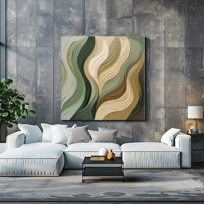 Rolled Canvas Abstract Wall Art – "Verdant Flow"