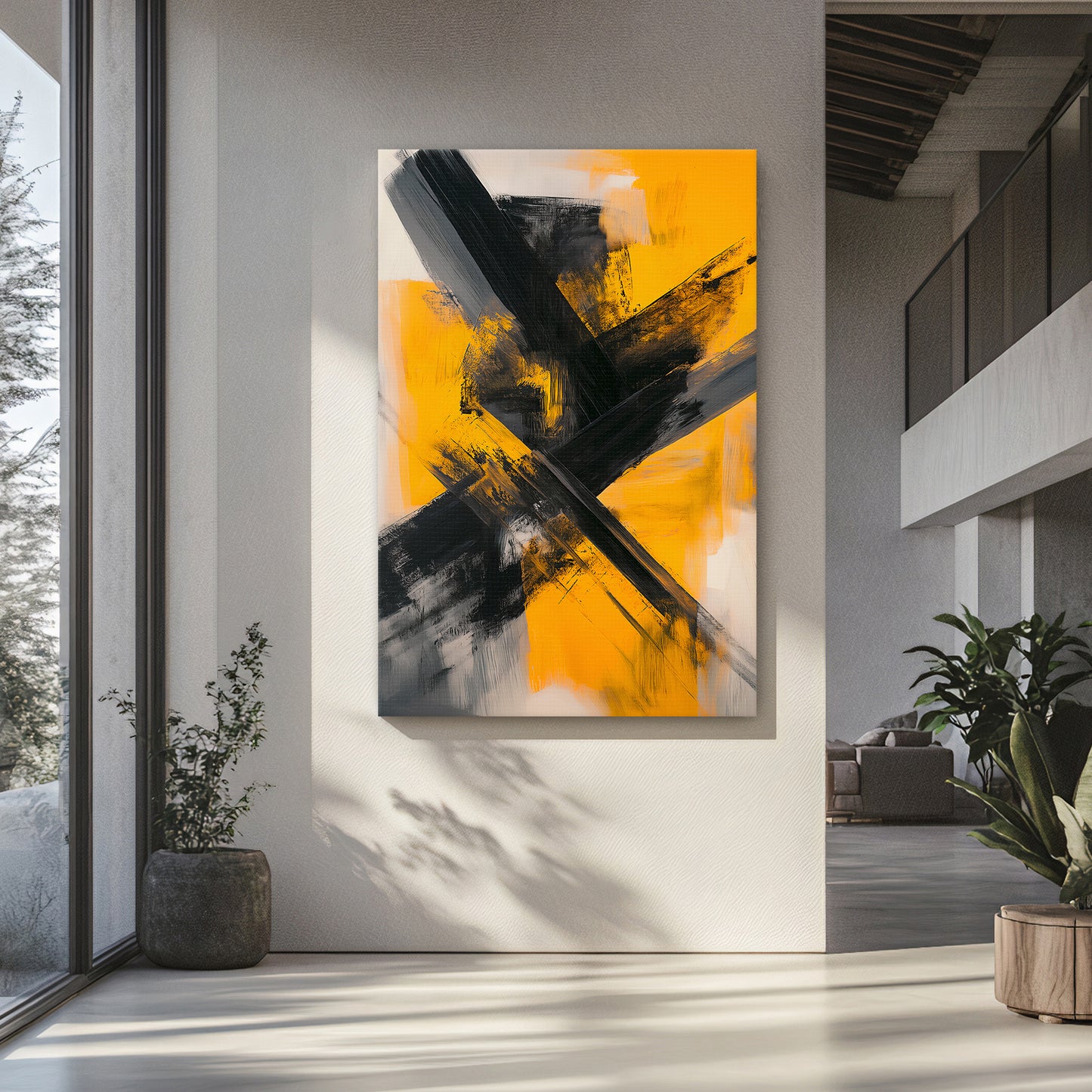 Stretched Canvas Abstract Wall Art - "Striking Momentum"
