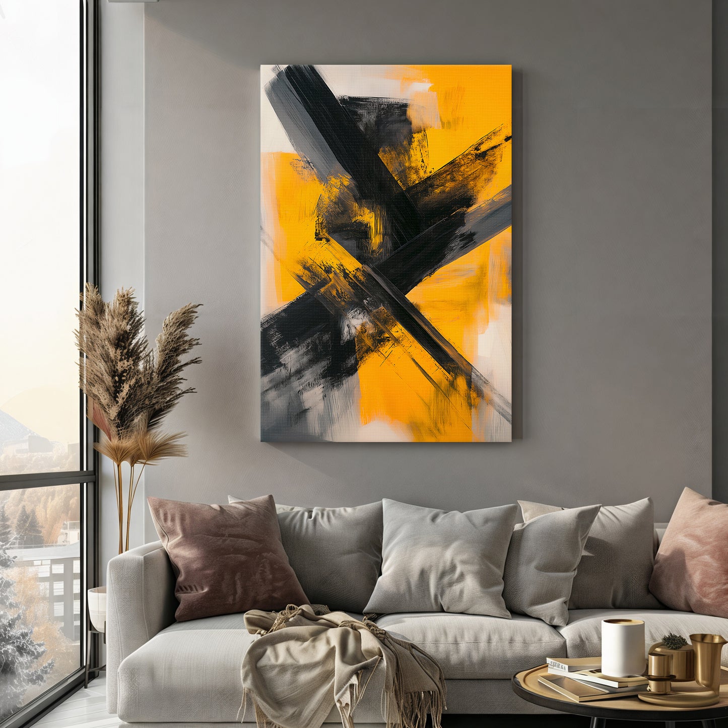 Stretched Canvas Abstract Wall Art - "Striking Momentum"