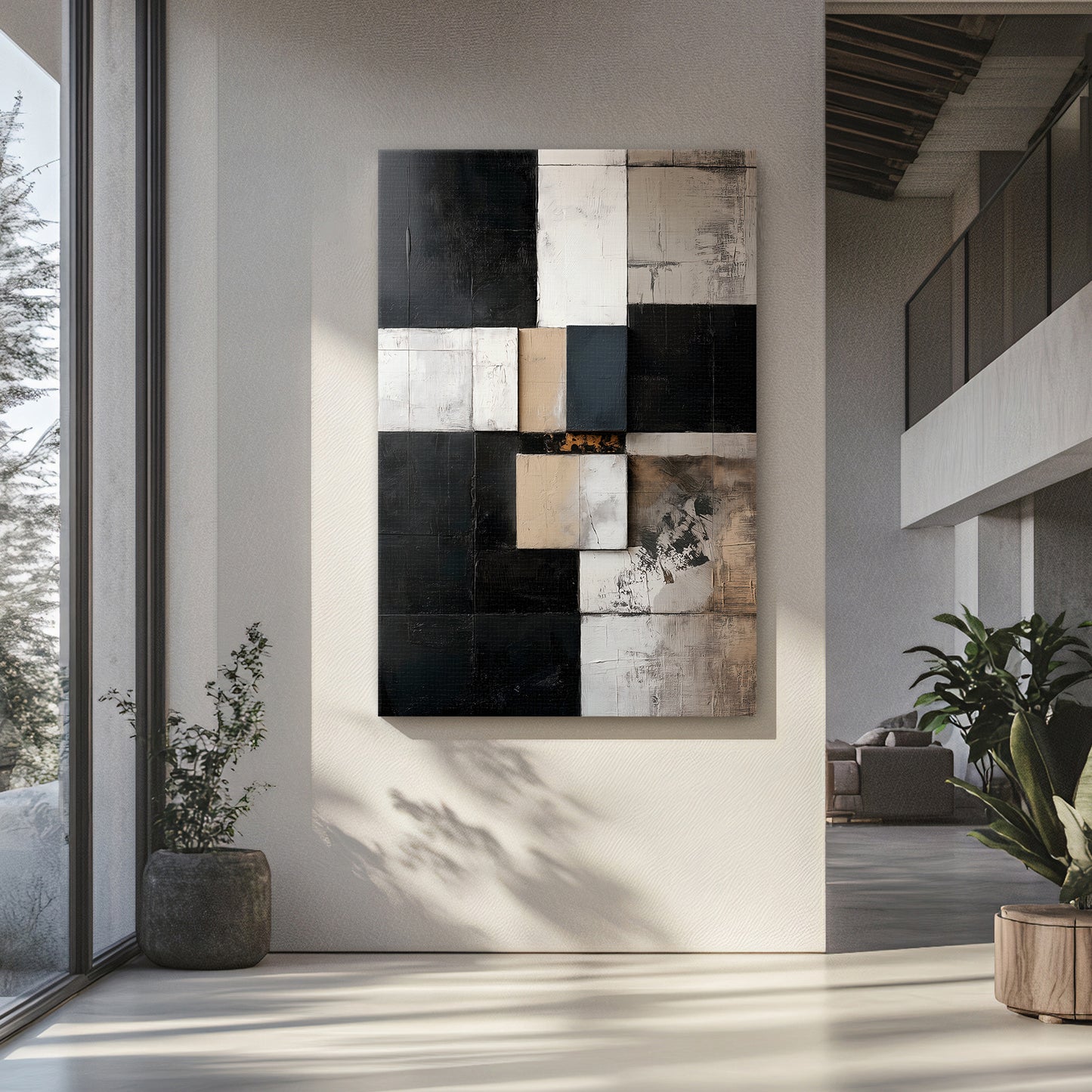 Stretched Canvas Abstract Wall Art – "Structured Silence"