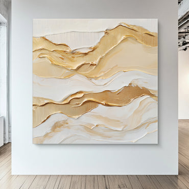 Rolled Canvas Abstract Wall Art – "Golden Drift"