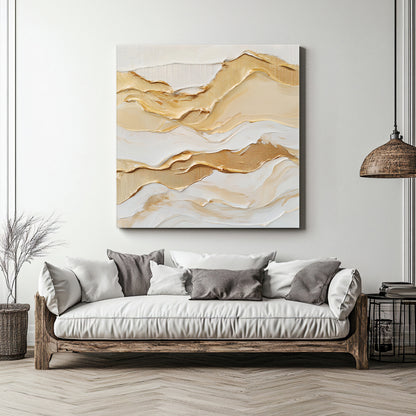 Rolled Canvas Abstract Wall Art – "Golden Drift"