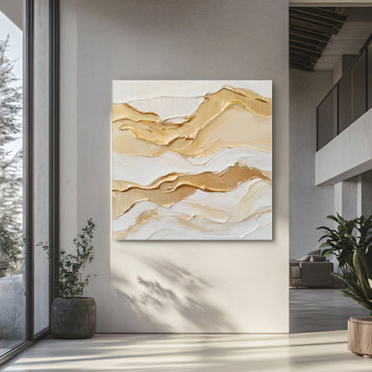 Rolled Canvas Abstract Wall Art – "Golden Drift"