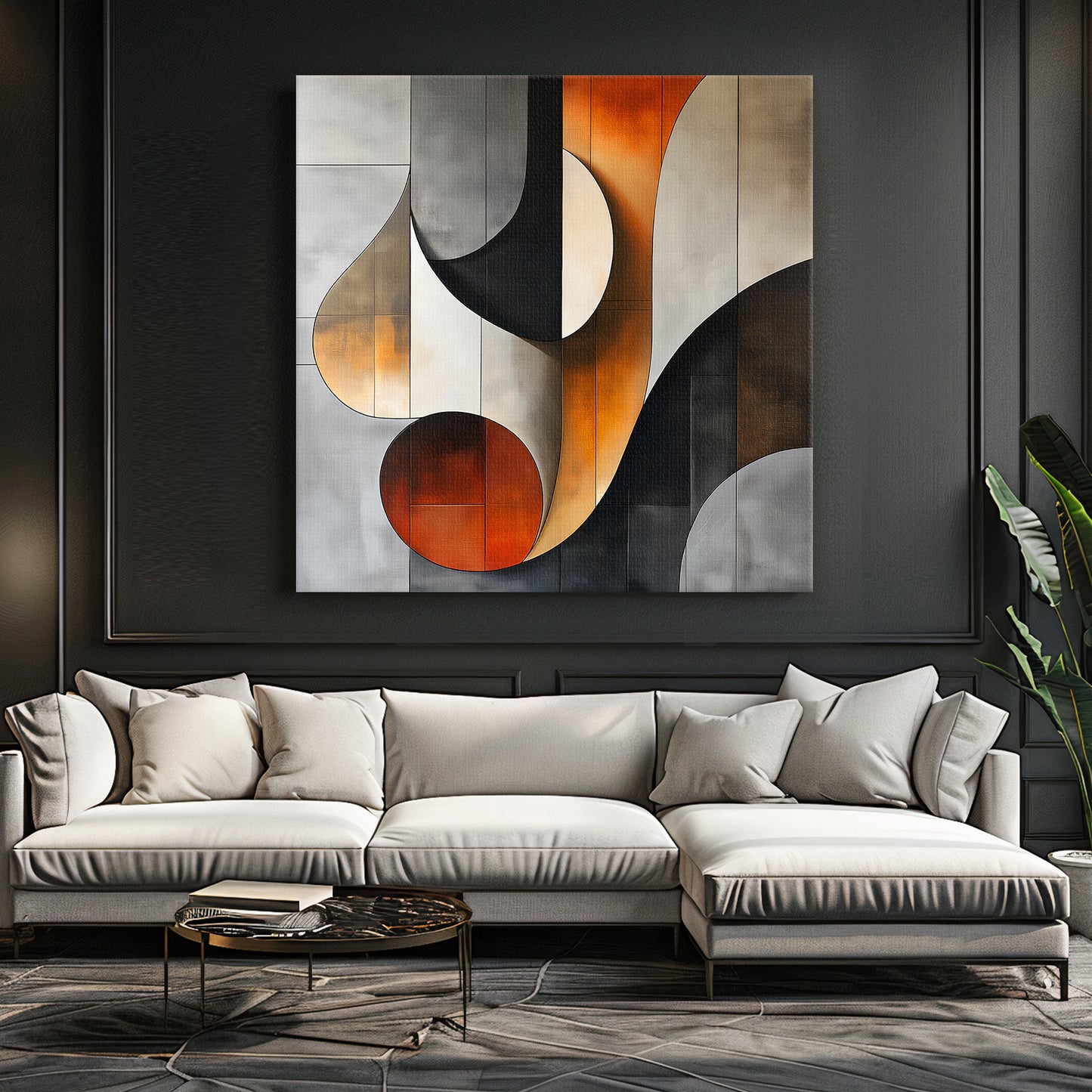 Rolled Canvas Abstract Wall Art – "Curves of Resonance"