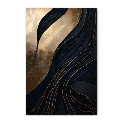 Abstract Wall Art  Stretched Canvas Print - "Obsidian Drift"
