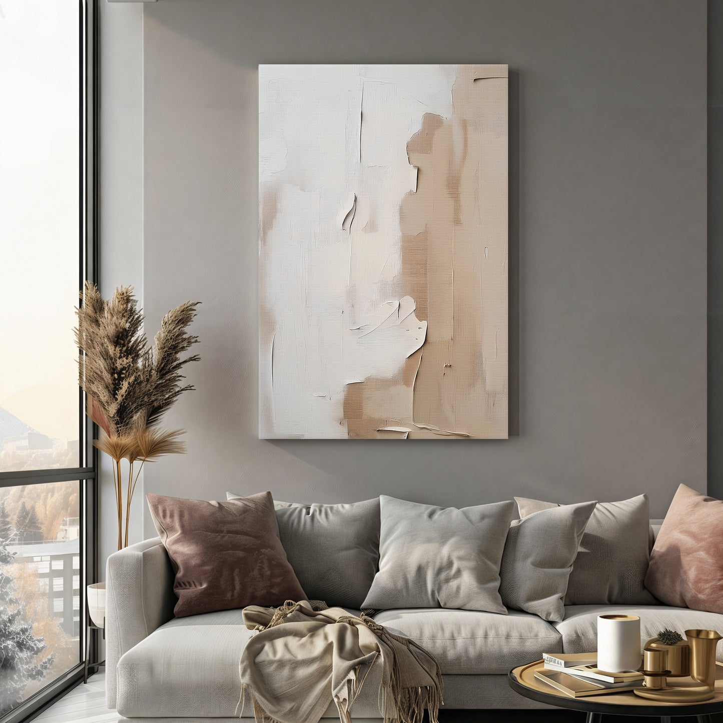 Minimalist Abstract Art Rolled Canvas Print - "Clay Silence"
