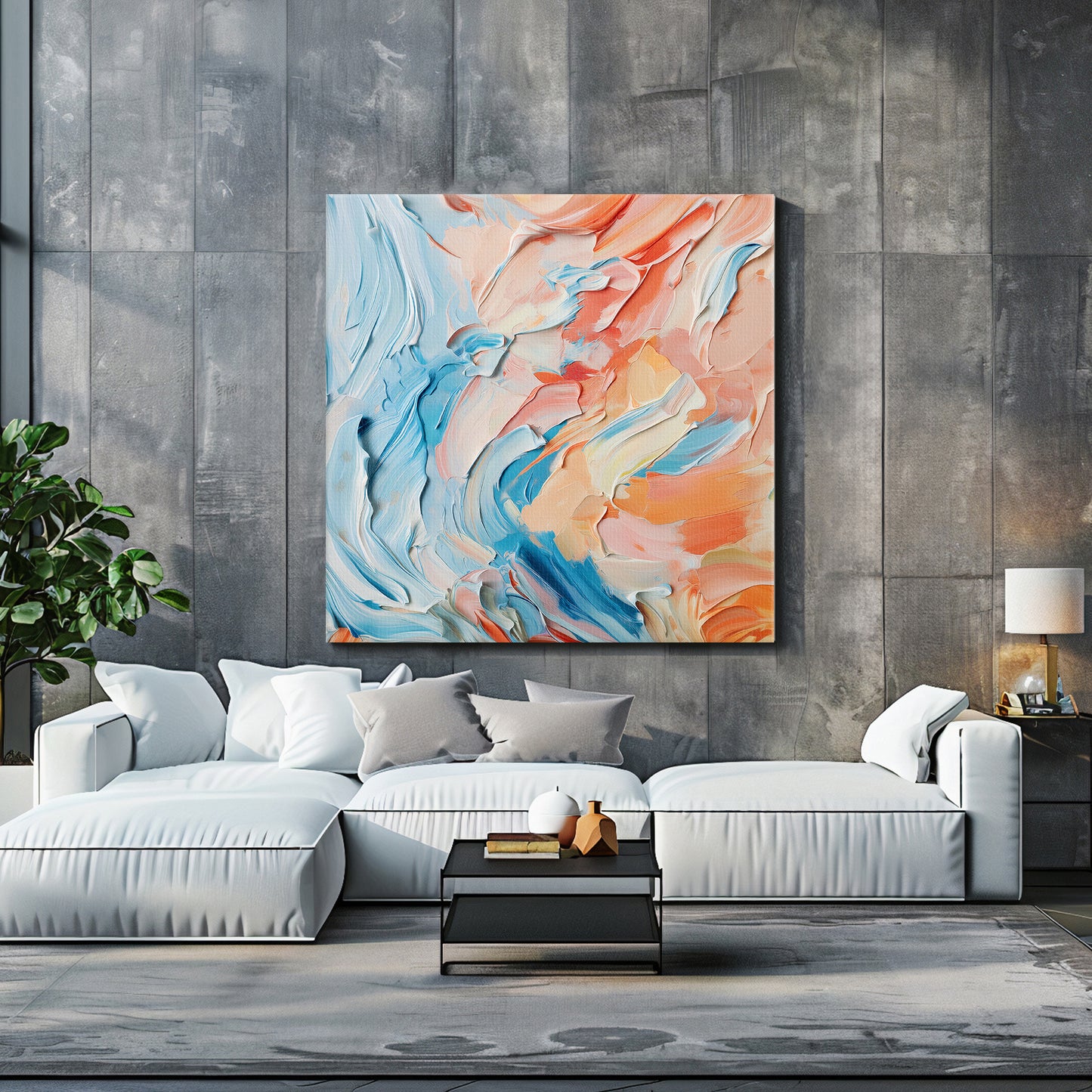 Abstract Wall Art Rolled Canvas Print - "Sorbet Sky"
