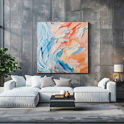Abstract Wall Art Rolled Canvas Print - "Sorbet Sky"
