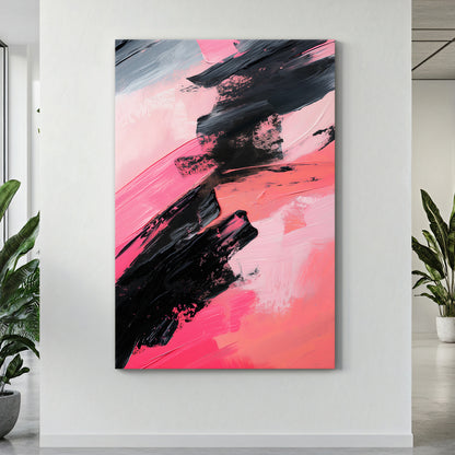 Abstract Wall Art Stretched Canvas Print - "Obsidian Rush"