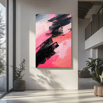 Abstract Wall Art Stretched Canvas Print - "Obsidian Rush"