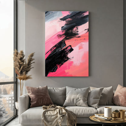 Abstract Wall Art Stretched Canvas Print - "Obsidian Rush"