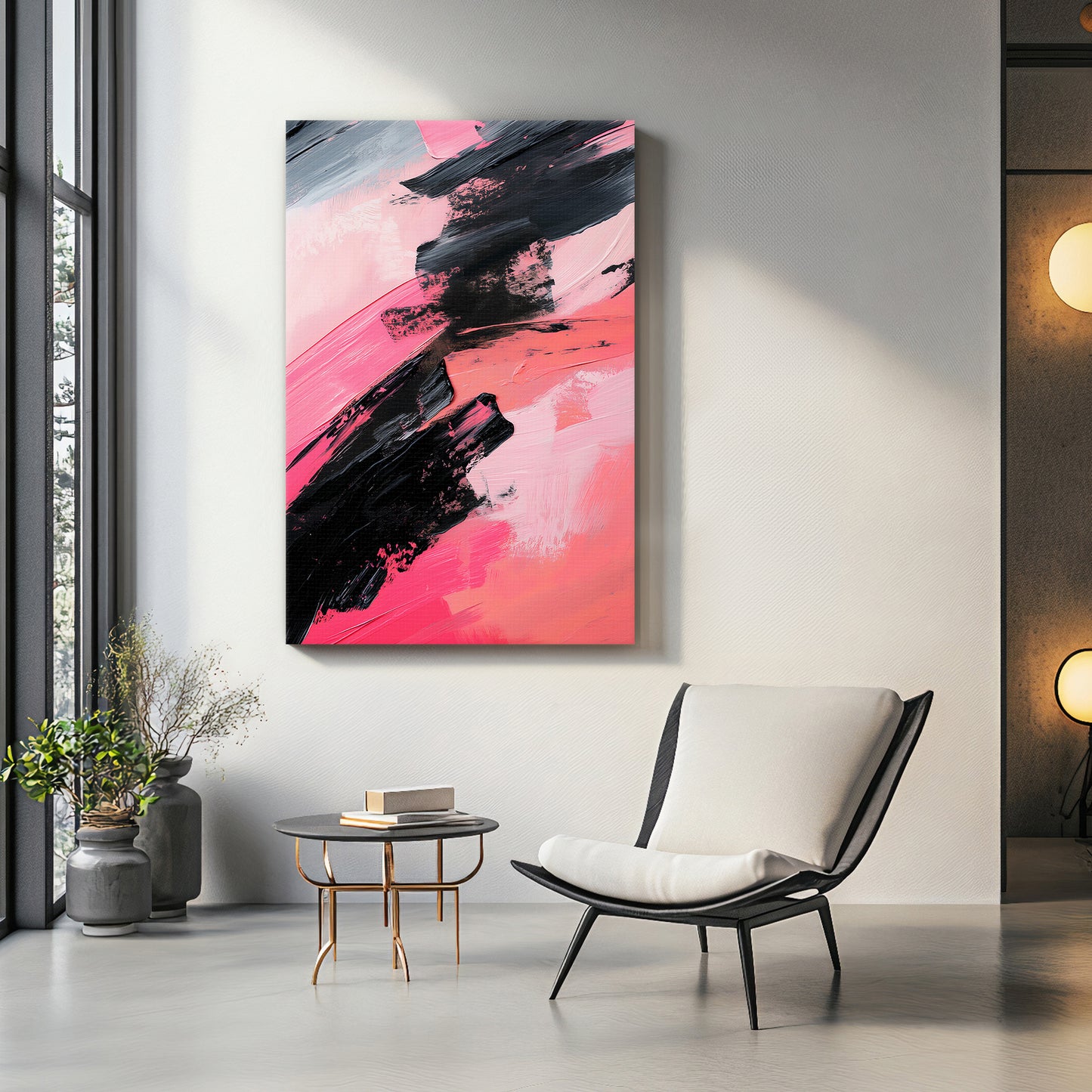 Abstract Wall Art Stretched Canvas Print - "Obsidian Rush"