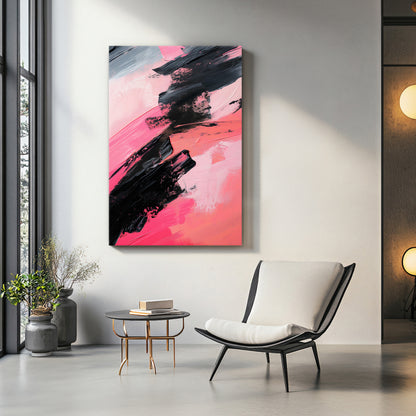 Abstract Wall Art Stretched Canvas Print - "Obsidian Rush"