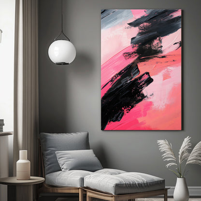Abstract Wall Art Stretched Canvas Print - "Obsidian Rush"