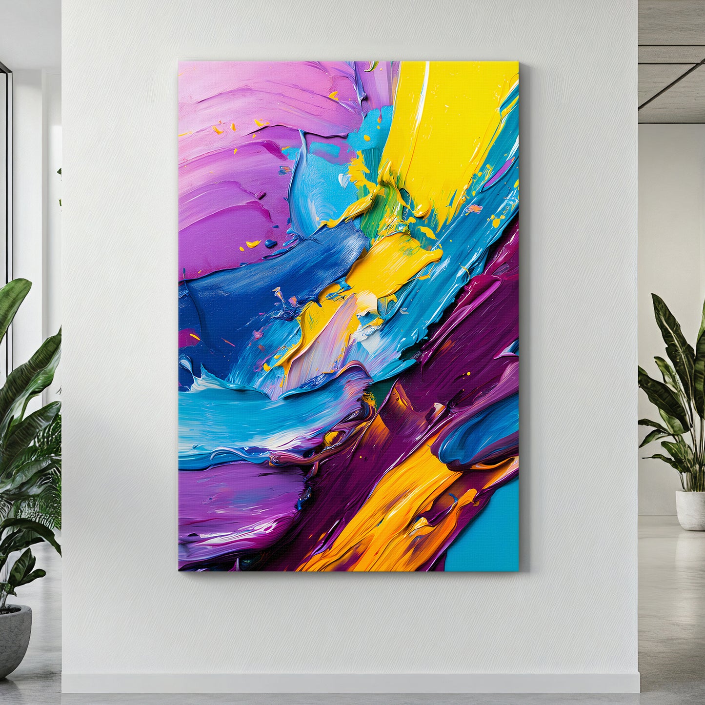 Abstract Wall Art Stretched Canvas Print - "Vivid Velocity"