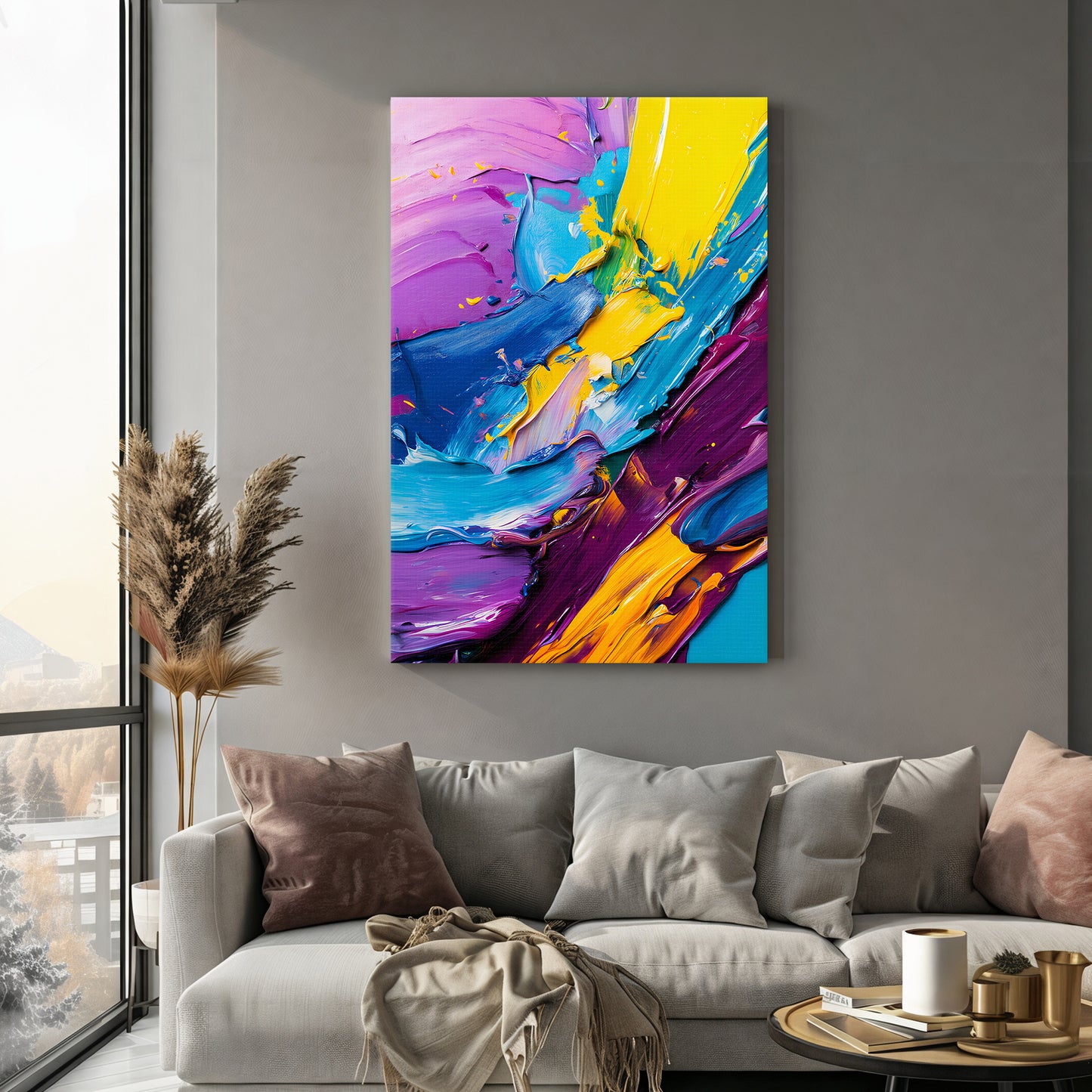 Abstract Wall Art Stretched Canvas Print - "Vivid Velocity"