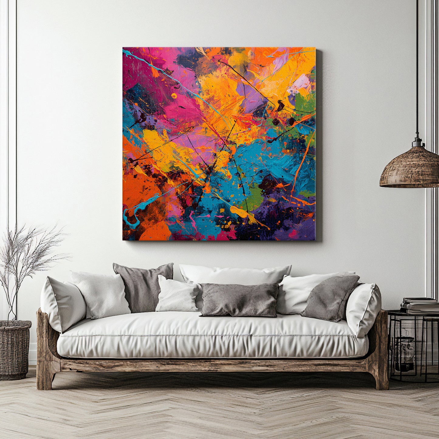 Abstract Wall Art Stretched Canvas Print - "Radiant Chaos"