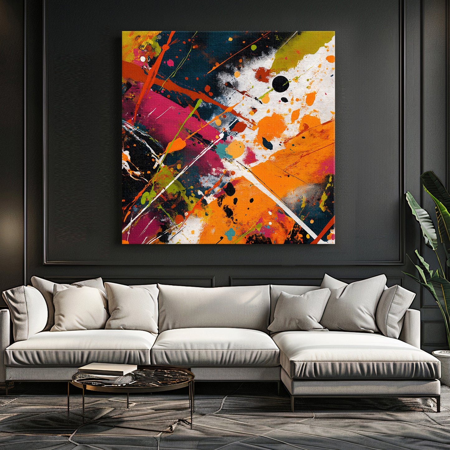 Abstract Wall Art Stretched Canvas Print - "Color Storm"
