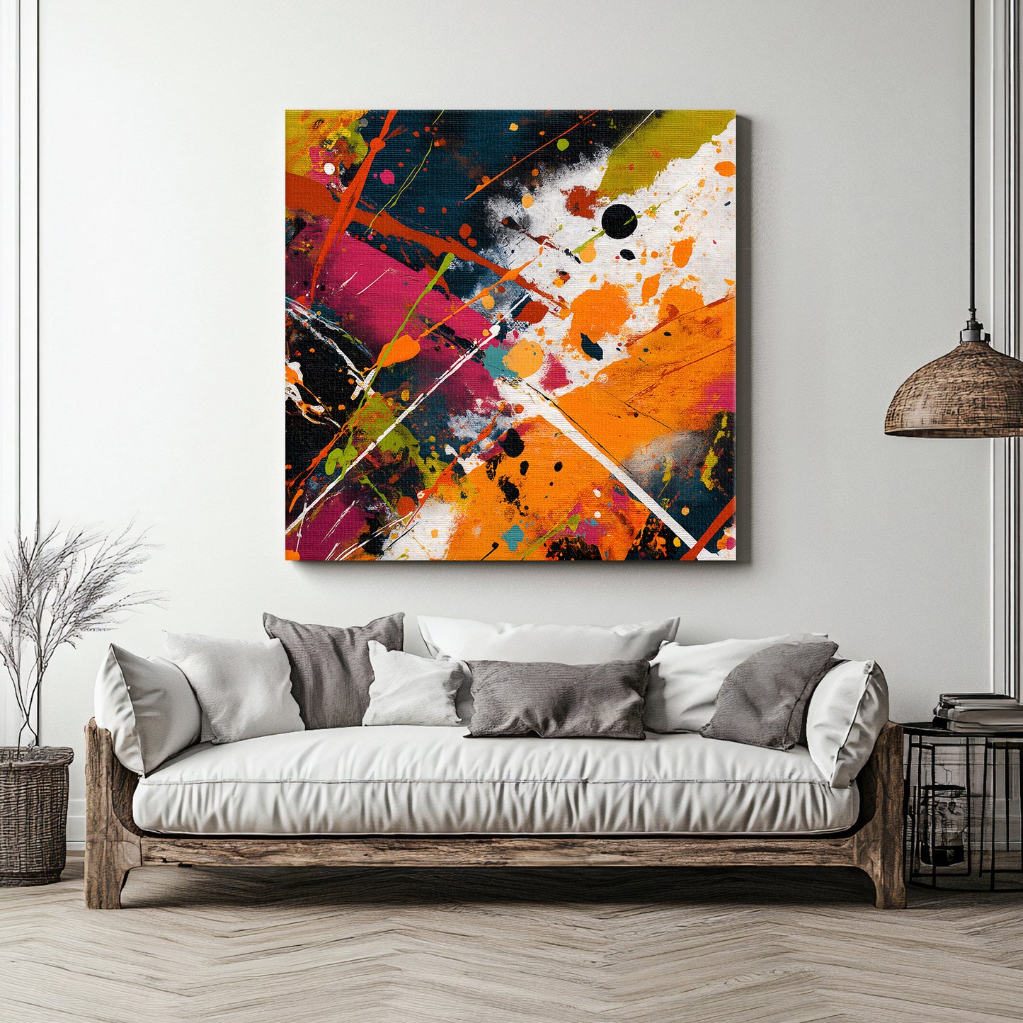Abstract Wall Art Stretched Canvas Print - "Color Storm"