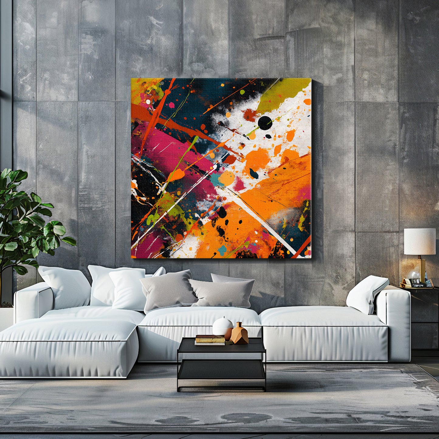 Abstract Wall Art Stretched Canvas Print - "Color Storm"