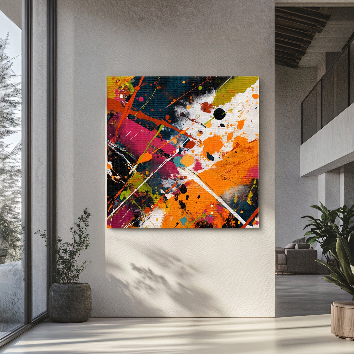Abstract Wall Art Stretched Canvas Print - "Color Storm"
