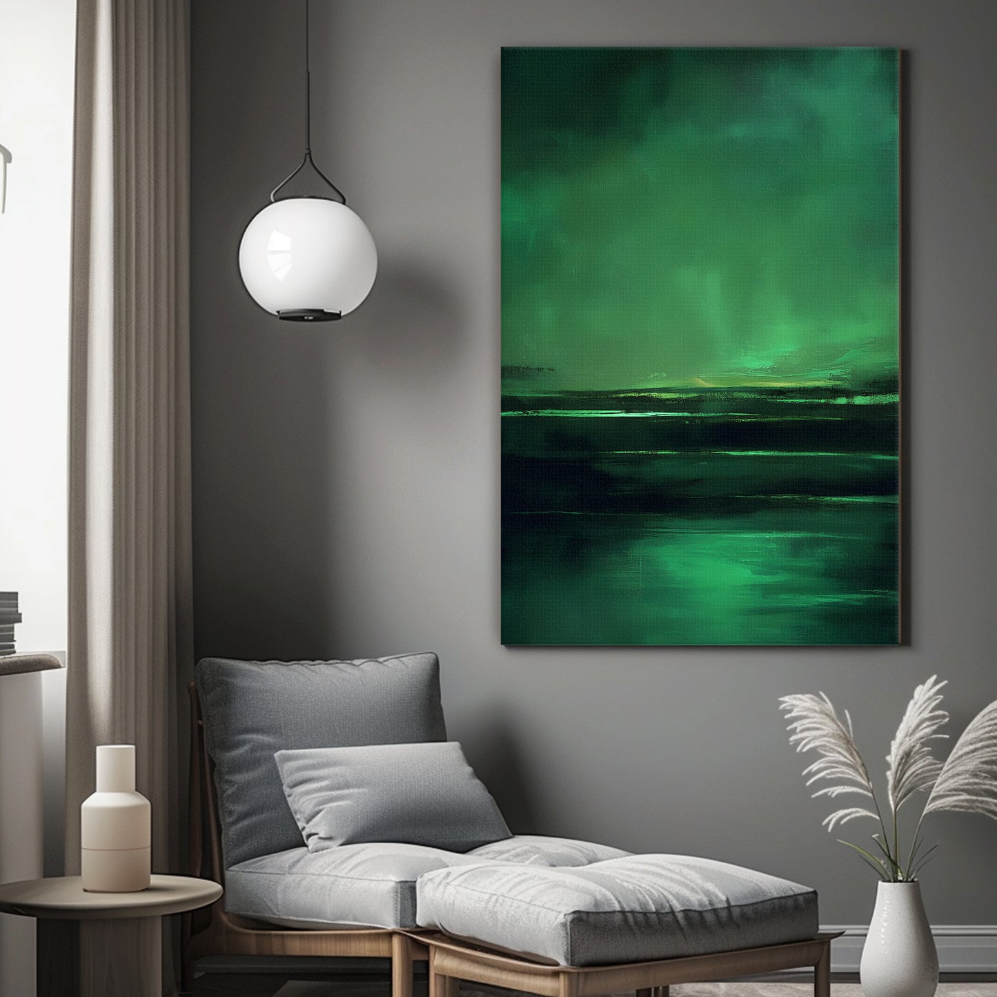Abstract Minimalist Wall Art Stretched Canvas Print - "Abyssal Dawn"