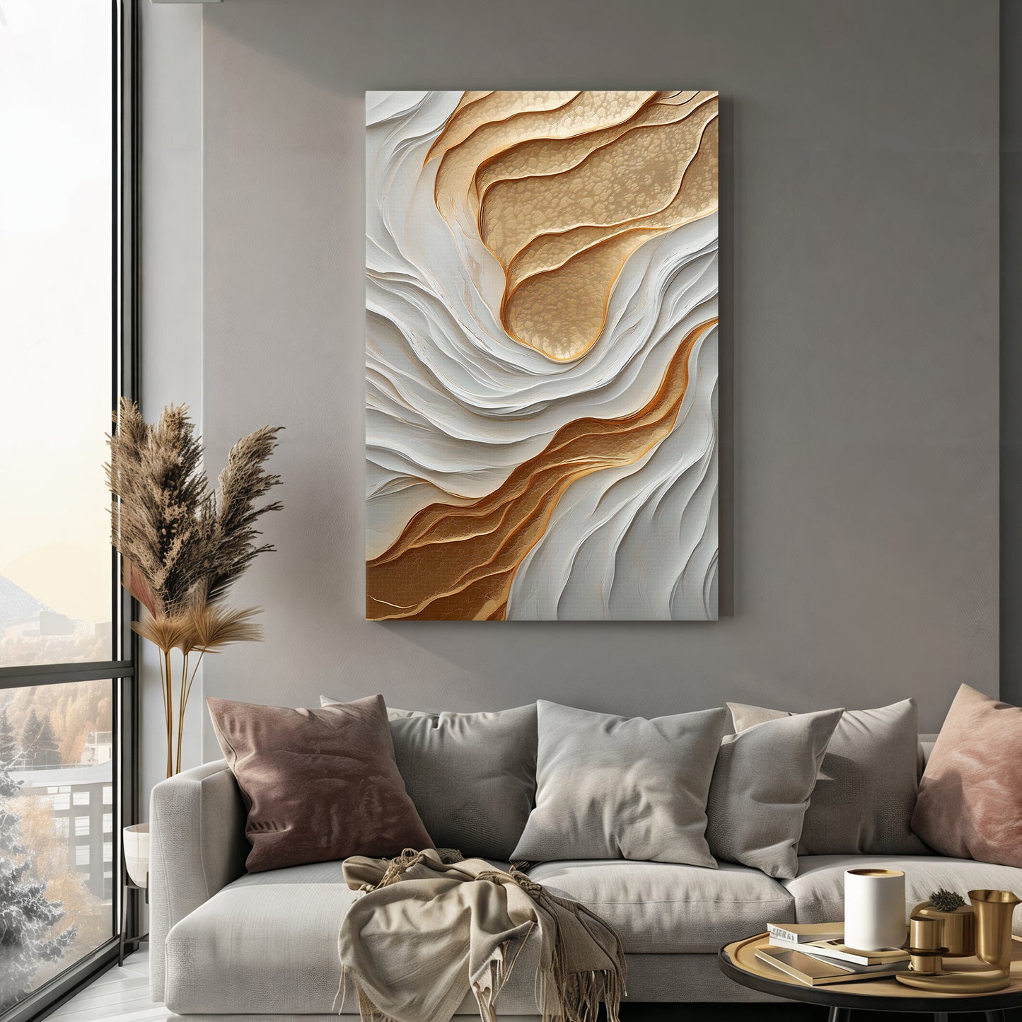 Modern Abstract Wall Art Rolled Canvas - "Lustrous Strata""