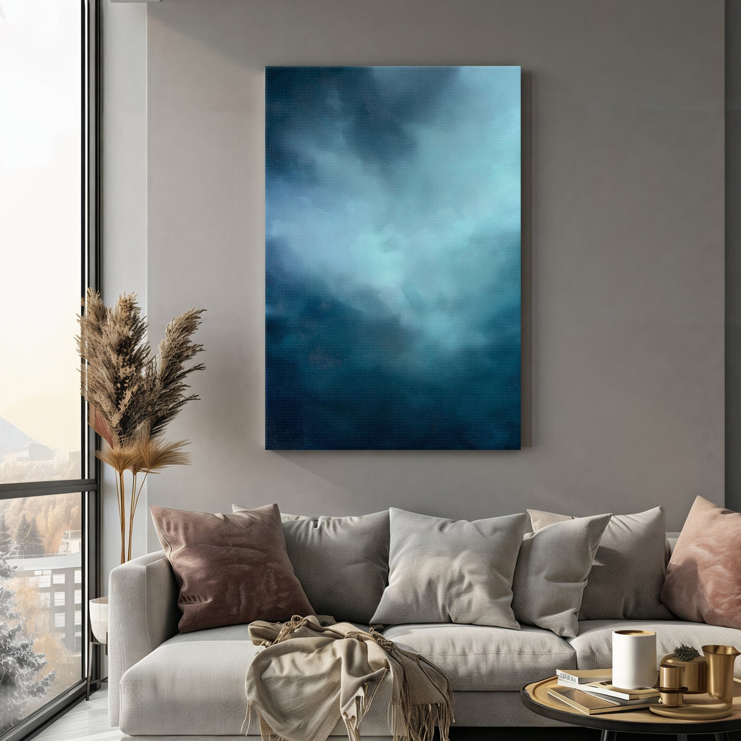 Abstract Minimalist Wall Art Stretched Canvas Print - "Luminous Void"
