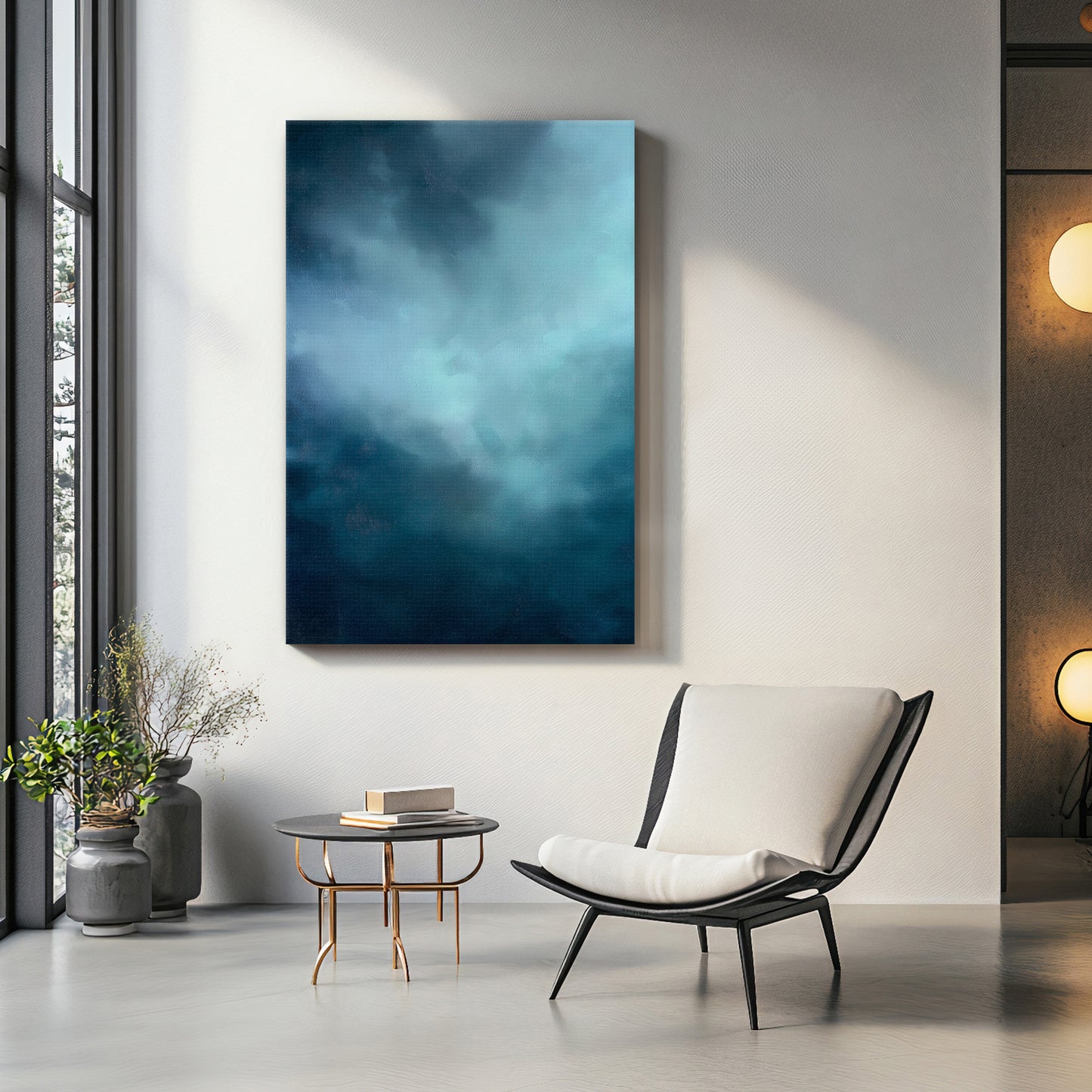 Abstract Minimalist Wall Art Stretched Canvas Print - "Luminous Void"