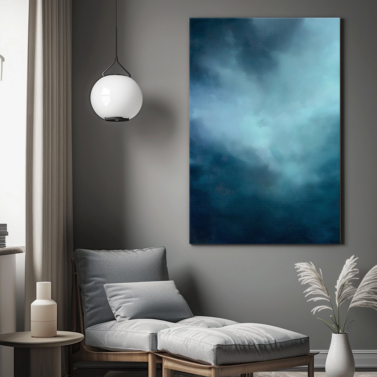 Abstract Minimalist Wall Art Stretched Canvas Print - "Luminous Void"