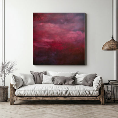 Abstract Minimalist Wall Art Rolled Canvas - "Crimson Veil"