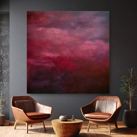Abstract Minimalist Wall Art Digital Download - "Crimson Veil"