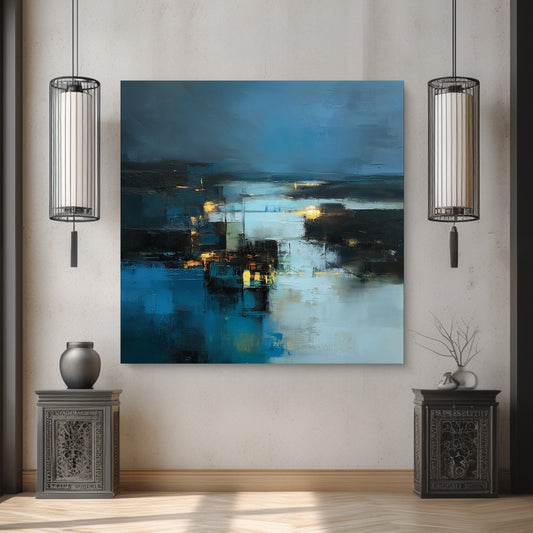 Abstract Wall Art Rolled Canvas - "Harbor Lights"