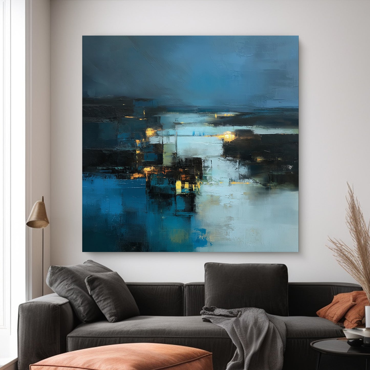 Abstract Wall Art Stretched Canvas Print - "Harbor Lights"