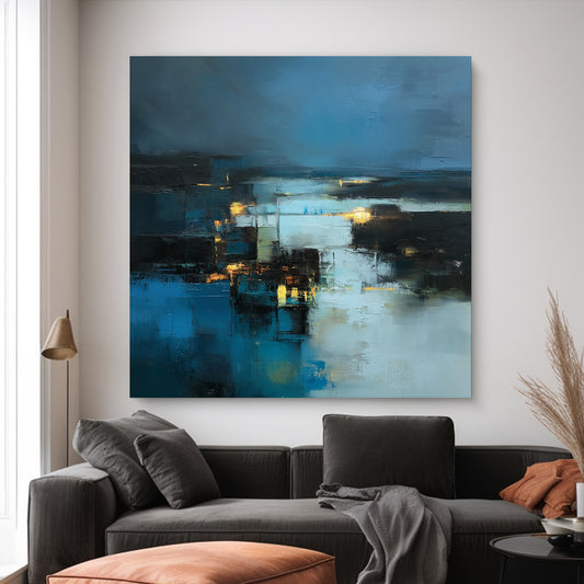 Abstract Wall Art Stretched Canvas Print - "Harbor Lights"