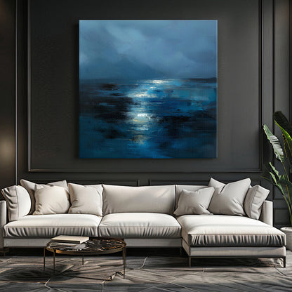 Abstract Wall Art Rolled Canvas - "Midnight Tide"